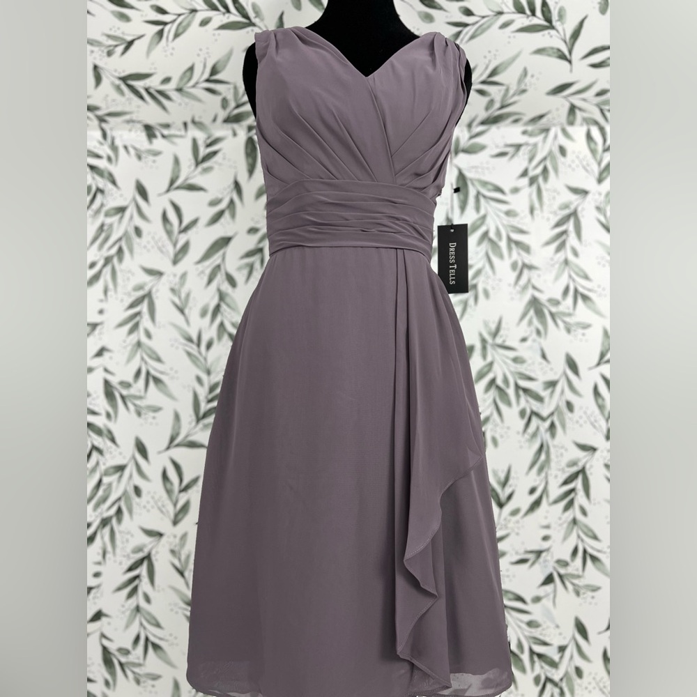 DressTells A-line Cocktail Formal Party Dress Mauve Chiffon Size XS 2‎ NWT